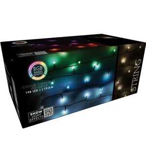 Lanț LED de Crăciun RGB cu telecomandă 198LED-uri, colorate, 19,8 m