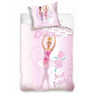 Lenjerie de pat din bumbac Barbie Ballerina, 140 x 200 cm, 70 x 90 cm