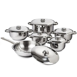 4Home set oale inox cu capac inox Destiny, 12 piese