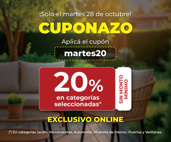 Cuponazo ¡Solo el martes 28 de octubre! Aplicá el cupón martes20