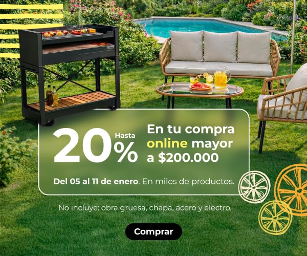 Del 05 al 11 de Enero 20% off en tu compra online mayor a $200.000