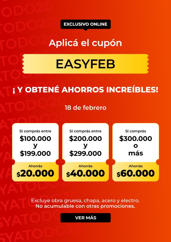 Aplicá el cupón EASYFEB ¡y obtené ahorros increíbles! - 18 DE FEBRERO