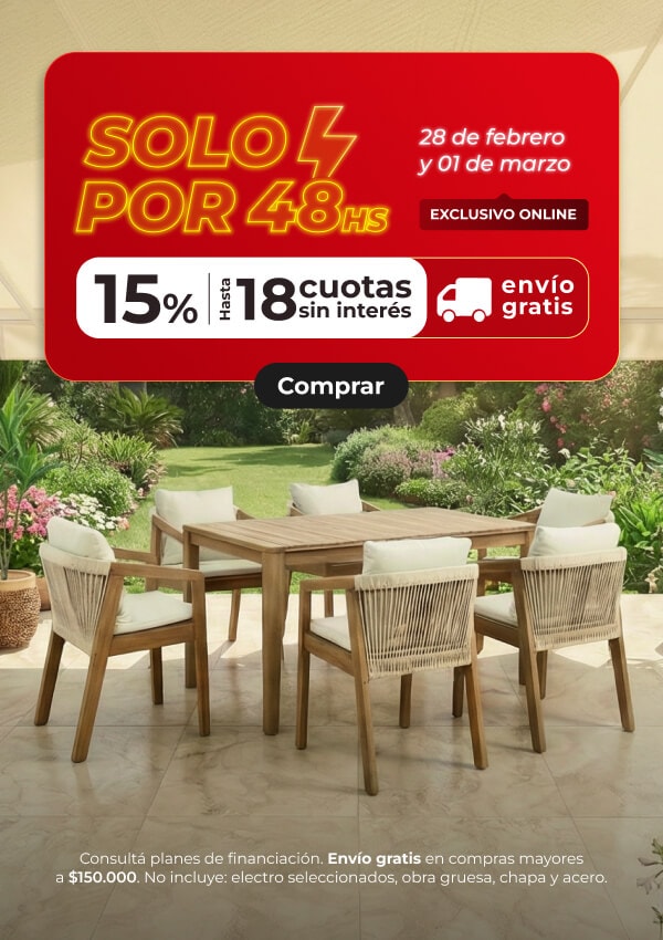 Solo por 48 hs - 15% y hasta 12 cuotas sin interés - 28 y 01 de marzo - Exclusivo online.