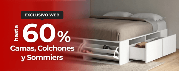 Hasta 60% - Camas, Colchones y Sommiers.