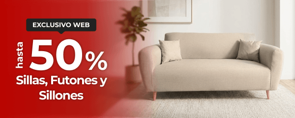 Hasta 50% - Sillas, futones y sillones.