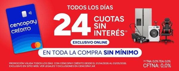Todos los días 24 cuotas sin interés en toda la compra sin mínimo