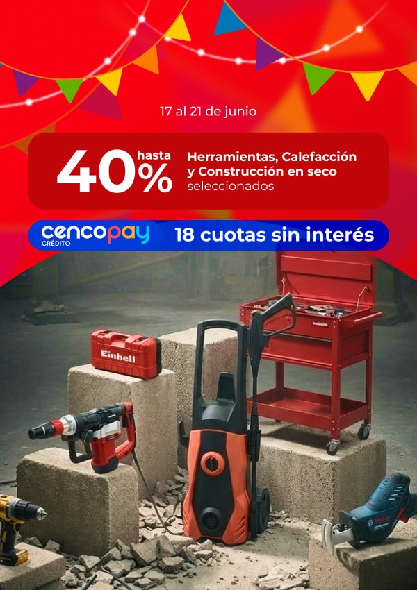 Feria de Descuentos - 17 al 21 de junio - Hasta 40% en herramientas, calefacción y construcción en seco