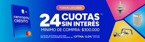 Hasta 24 cuotas sin interés con Cencopay - Válido del 18/7/26 al 26/7/26