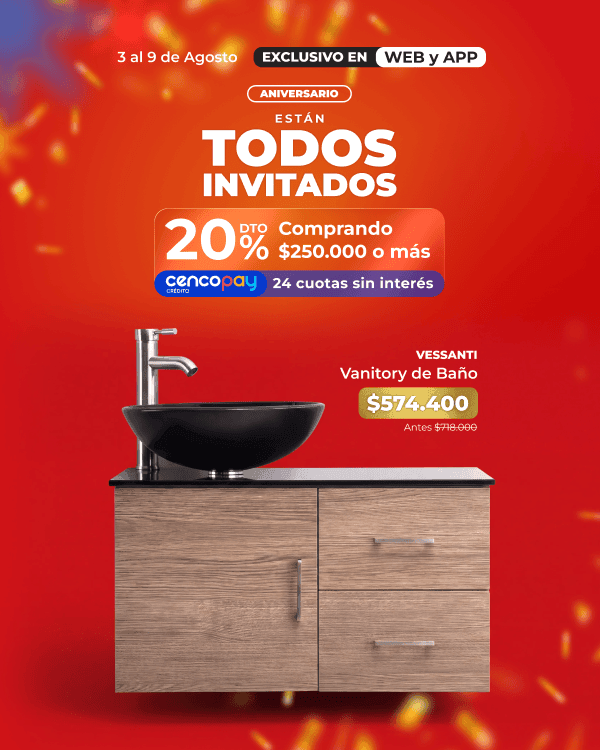 3 al 9 de agosto - aniversario - 20% off comprando $250.000 o más