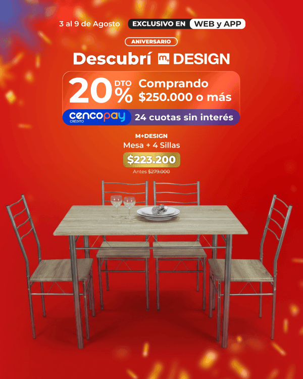 3 al 9 de agosto - aniversario - 20% off comprando $250.000 o más