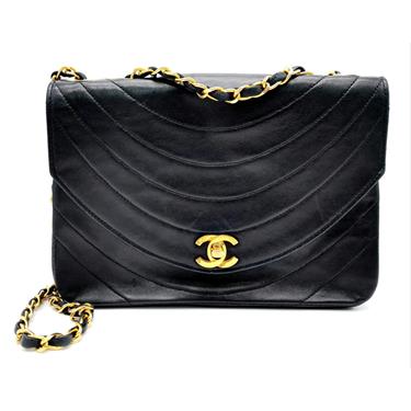 A Chanel (Coco Mark) Lambskin Single Flap Double Chain Bag