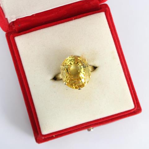 A Bespoke Untested Yellow Sapphire Cocktail Ring, Possibly Sri Lankan