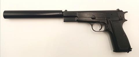 A Deactivated Browning High Powered Semi Automatic Pistol with Silencer