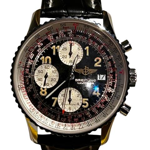 Breitling Old Navitimer II Automatic Gents Wrist Watch on Brand New Breitling Black Leather Strap