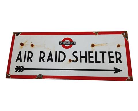 A WW2 London Underground Air Raid Shelter Enamel Sign