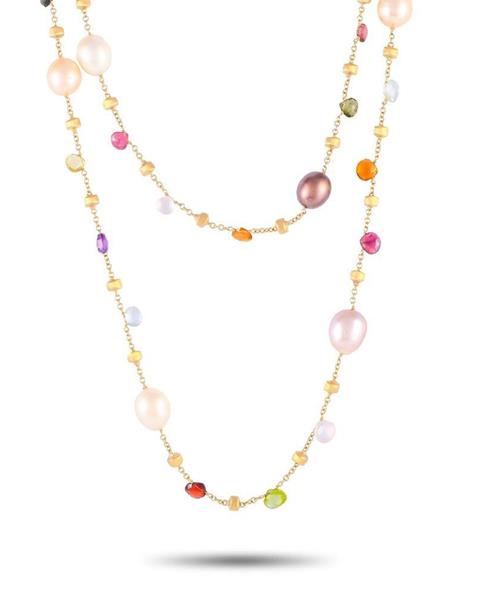 A Chic Marco Bicego 18K Yellow Gold Multicolored Gemstone Necklace