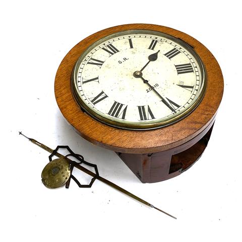 A Southern Railways Fusee Movement Clock, Oak Cased, the 12" Dial Lettered 'S.R' and Numbered '20410'