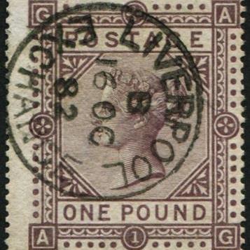 £1 Brown SG 129 'deep Shade' VFU, 'Liverpool.1882' CDS