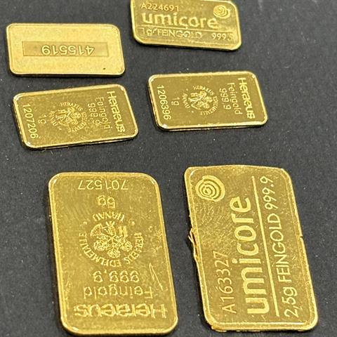 IX 24K (.999) Yellow Gold Bars. A/F. 11.5g Total Weight