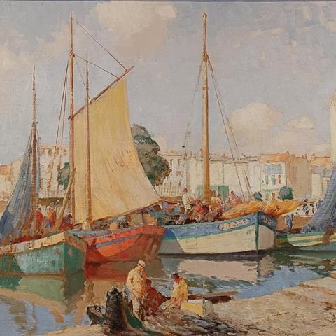 William Lee-Hankey (British 1869-1952), Tramps at La Rochelle, Oil on Canvas, Signed