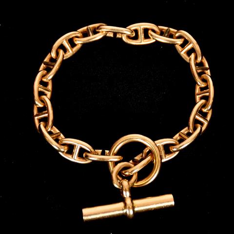 Hermes Gold Bracelet, Composed of Stirrup Links to a Gold T Bar, French Control Marks, and English Hallmarks, 18ct Gold, London 2002