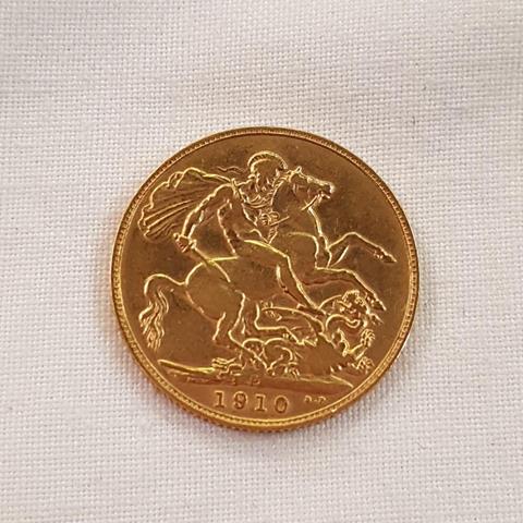 1910 King Edward VII Great Britain Gold Sovereign - Weighs Approx 7.95g