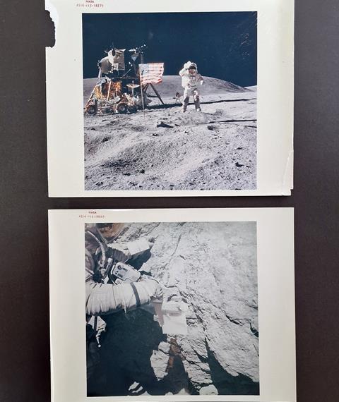 Two NASA Official Red Number Photographs Apollo 16, 1972