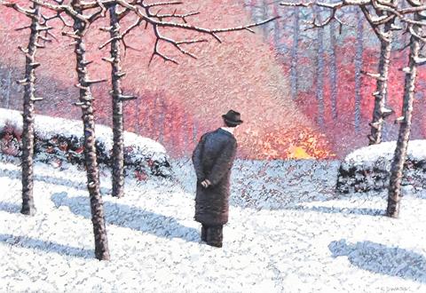 Mark Edwards (born 1951) - Acrylic - 'Two Strangers Watching a Fire'