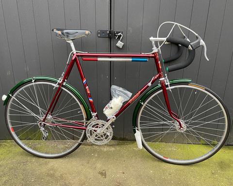 Bates 'Club' 58cm CTC Road Bicycle. Phase 2 hand cut lugwork, Flam Red, unridden, built by Ron Cooper