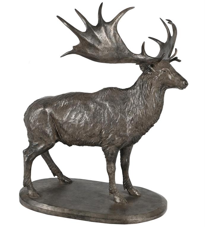 λ STEPHEN MELTON, GREAT IRISH DEER, A LIMITED EDITION SILVERED MODEL OF A STAG FROM THE LIMITED EDITON OF 5