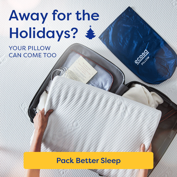 Away for the Holidays? Your Pillow Can Come Too. Pack Better Sleep.