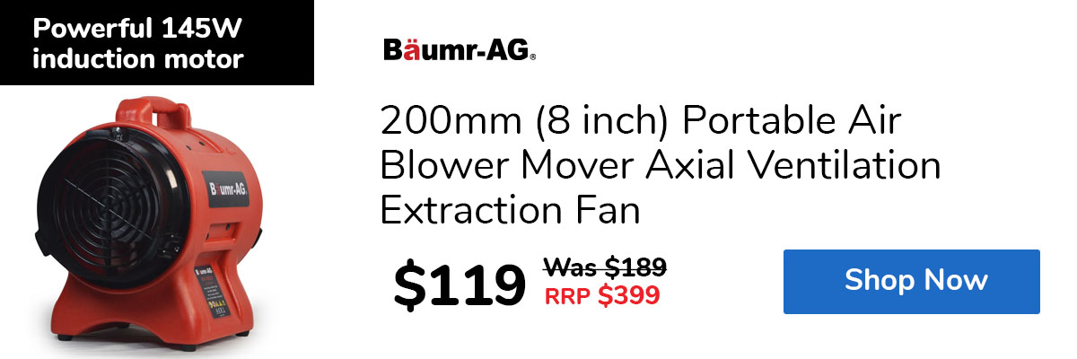 200mm (8 inch) Portable Air Blower Mover Axial Ventilation Extraction Fan