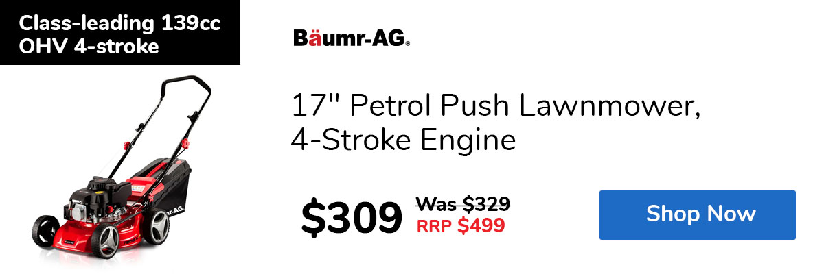 17" Petrol Push Lawnmower, 4-Stroke Engine