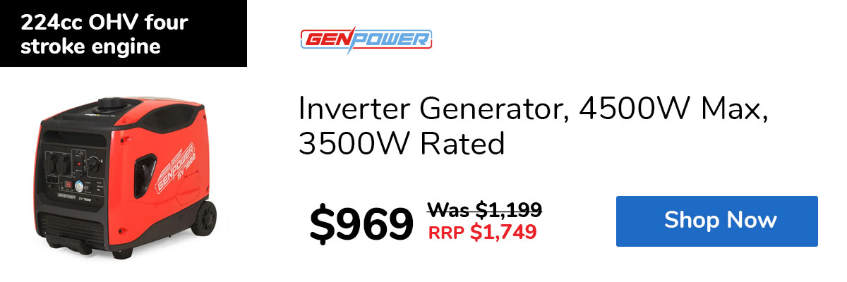 Inverter Generator, 4500W Max, 3500W Rated