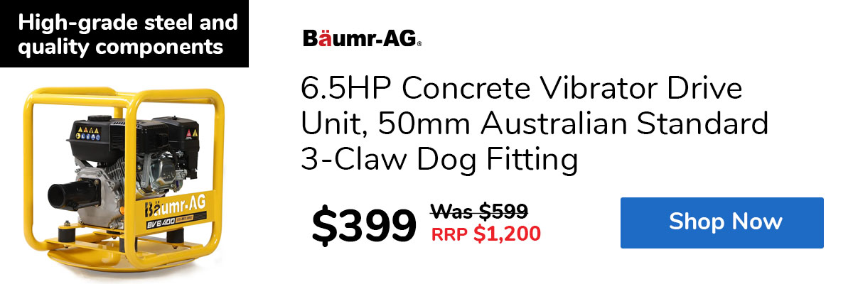 6.5HP Concrete Vibrator Drive Unit, 50mm Australian Standard 3-Claw Dog Fitting