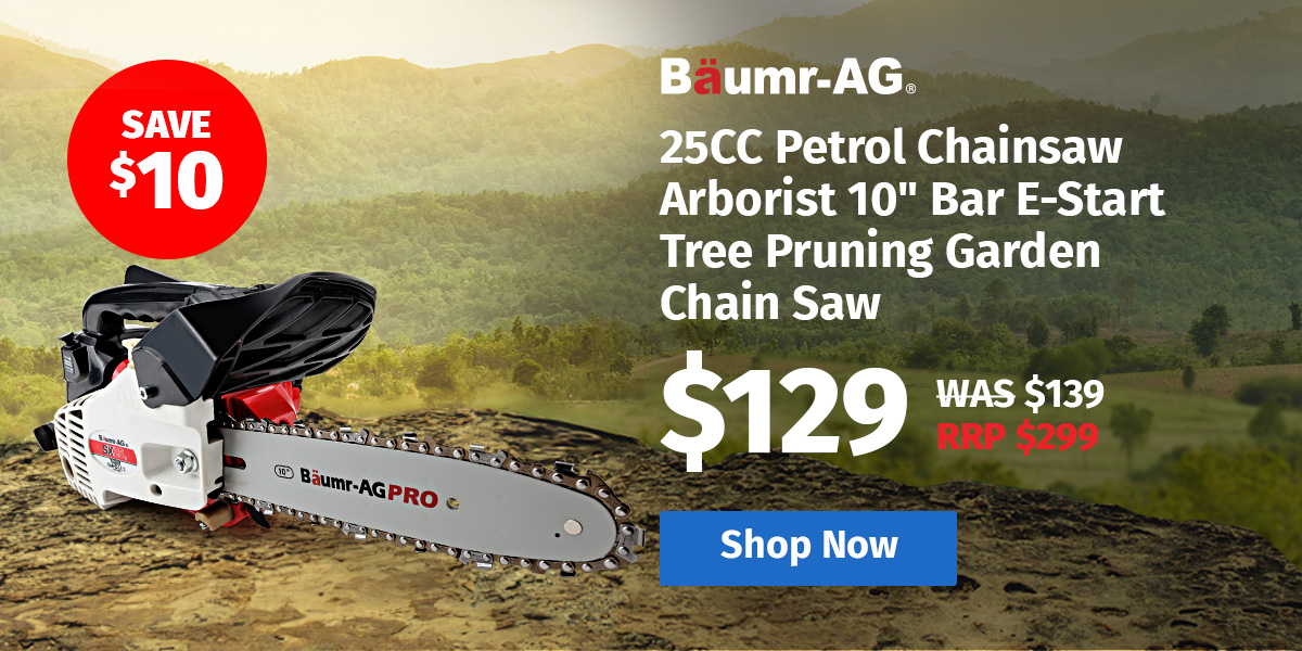 BAUMR-AG 25CC Petrol Chainsaw Arborist 10" Bar E-Start Tree Pruning Garden Chain Saw