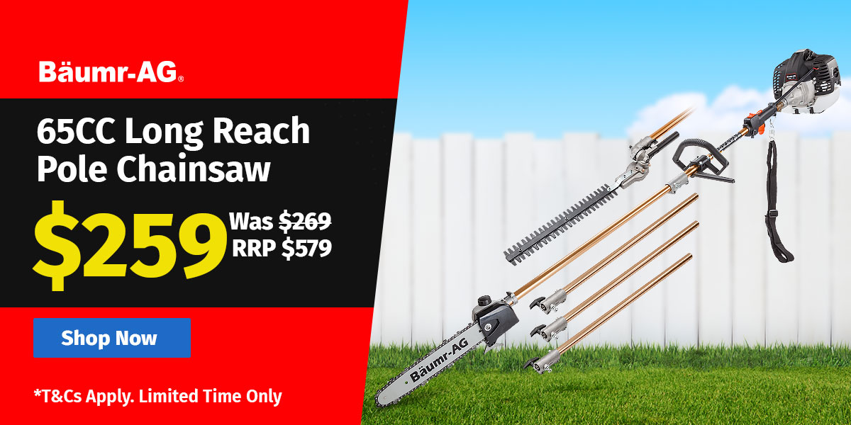 65CC Long Reach Pole Chainsaw, Hedge Trimmer, Pruner