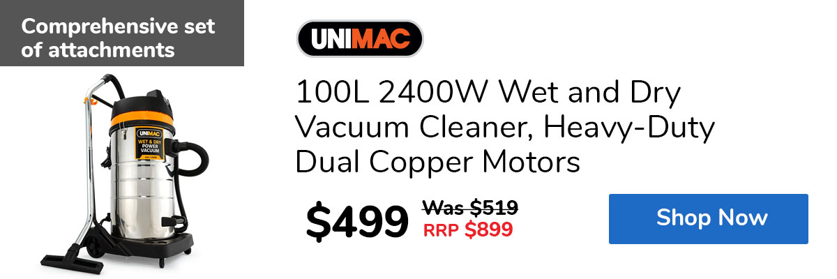 100L 2400W Wet and Dry Vacuum Cleaner, Heavy-Duty Dual Copper Motors