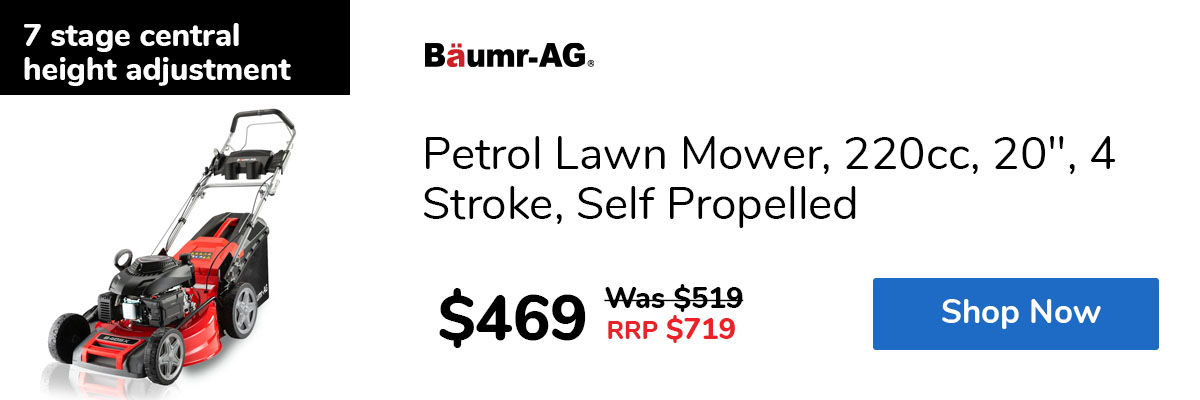 Petrol Lawn Mower, 220cc, 20", 4 Stroke, Self Propelled