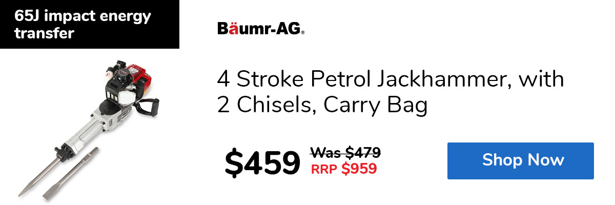 4 Stroke Petrol Jackhammer, with 2 Chisels, Carry Bag