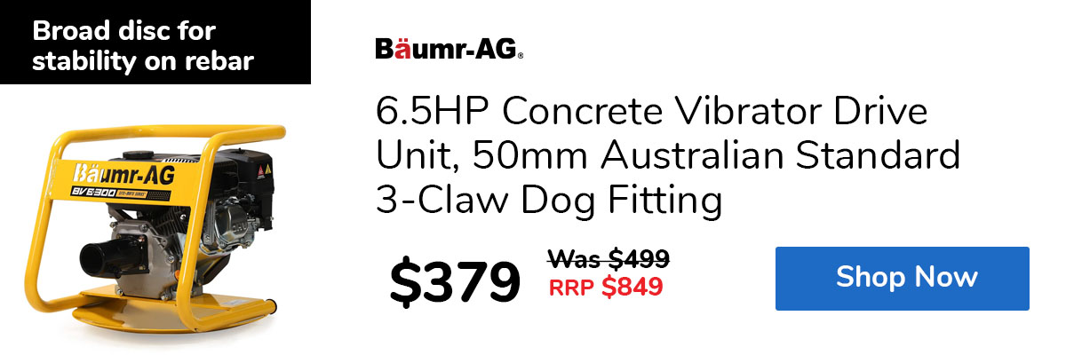 6.5HP Concrete Vibrator Drive Unit, 50mm Australian Standard 3-Claw Dog Fitting