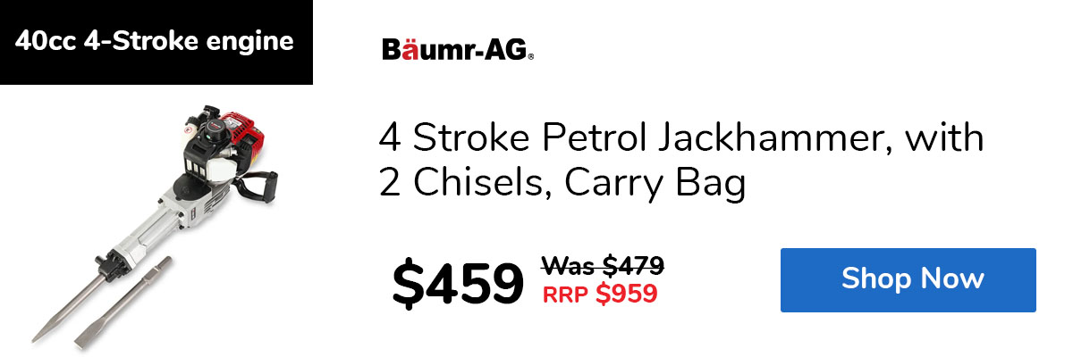 4 Stroke Petrol Jackhammer, with 2 Chisels, Carry Bag