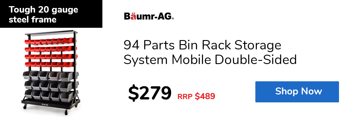 94 Parts Bin Rack Storage System Mobile Double-Sided