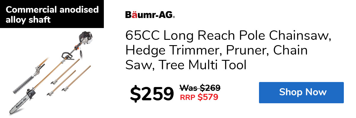 65CC Long Reach Pole Chainsaw, Hedge Trimmer, Pruner, Chain Saw, Tree Multi Tool