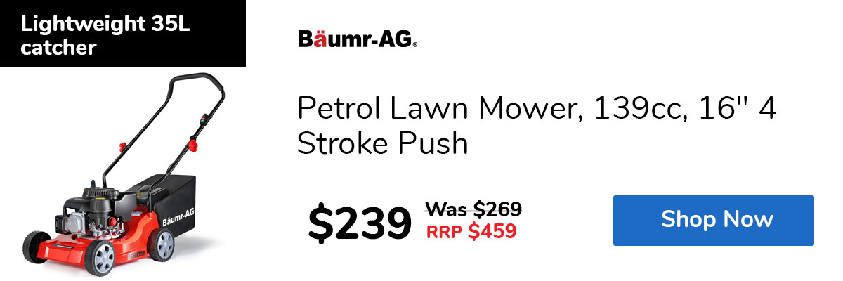 Petrol Lawn Mower, 139cc, 16" 4 Stroke Push