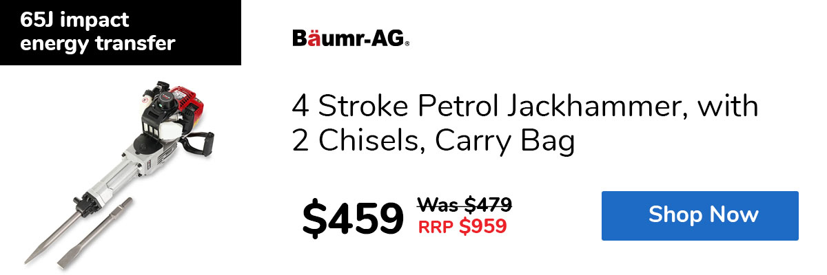 4 Stroke Petrol Jackhammer, with 2 Chisels, Carry Bag