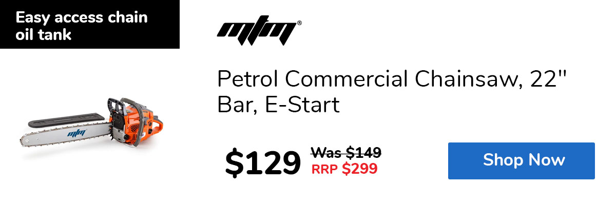 Petrol Commercial Chainsaw, 22" Bar, E-Start