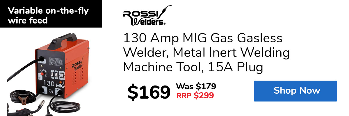 130 Amp MIG Gas Gasless Welder, Metal Inert Welding Machine Tool, 15A Plug