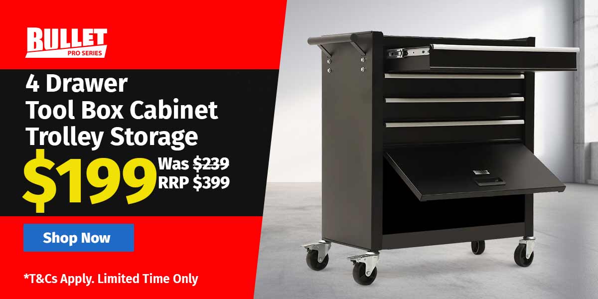 4 Drawer Tool Box Cabinet Trolley Storage, with 1-Door Toolbox Garage Organiser Set