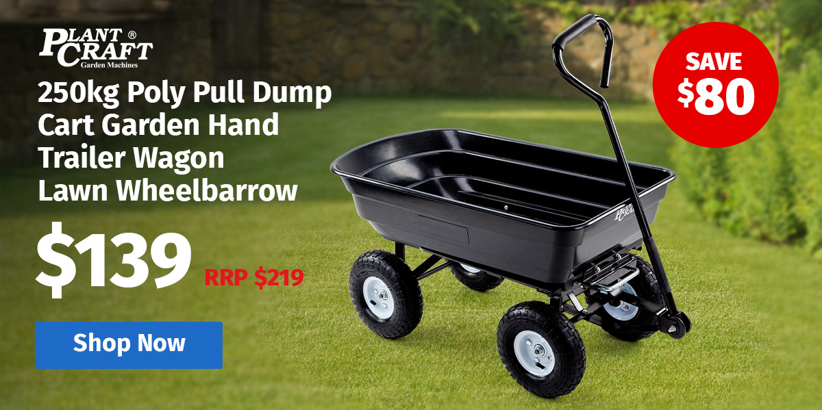 PLANTCRAFT 250kg Poly Pull Dump Cart Garden Hand Trailer Wagon Lawn Wheelbarrow